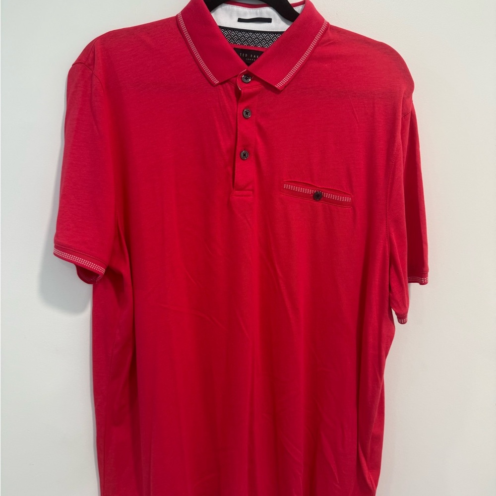 Ted Baker London Pink Polo Shirt Men’s Size 4 (Large) Designer Short Sleeve